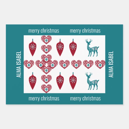 Niedlich 3 Namen skandinavisches skandinavisches M Geschenkpapier Set (Vorderseite 3)