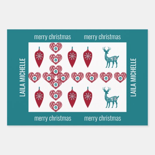 Niedlich 3 Namen skandinavisches skandinavisches M Geschenkpapier Set (Vorderseite 2)