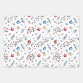 Niedlich, 3 Namen, Weihnachtsmuster 19x29 Geschenkpapier Set (Vorderseite)