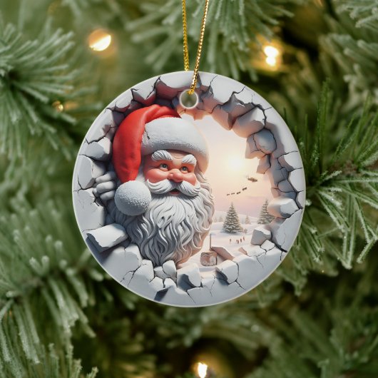 Niedlich 3d Santa Keramik Ornament (Baum)