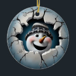 Niedlich 3D Snowman Xmas Keramik Ornament<br><div class="desc">Niedlich 3D Snowman Xmas</div>