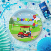 Niedlich 4. Geburtstag Red Golf Cart Boy's Pappteller (Party)