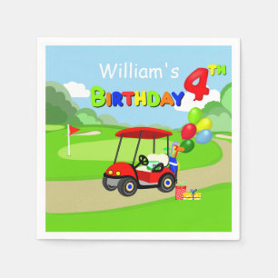 Niedlich 4. Geburtstag Red Golf Cart Boy's Serviette
