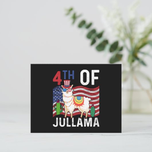 Niedlich 4. Juli Patriotic Llama 4. Juli Geschenk Postkarte (Stehend Vorderseite)