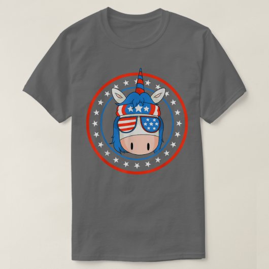 Niedlich 4. Juli Unicorn American Flag Patriotic T-Shirt (Design vorne)