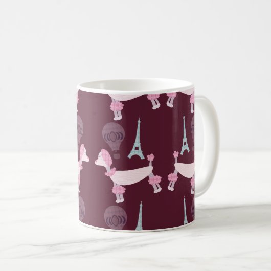 Niedlich 50 Paris-Poodle-Muster Kaffeetasse (VorderseiteRechts)