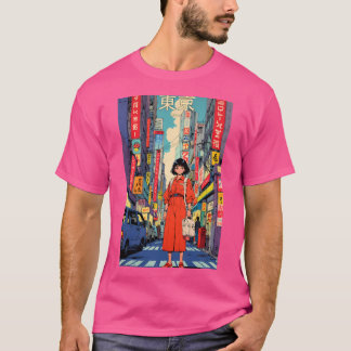 Niedlich 80er Retro Anime Girl Tokio Japan Vintag T-Shirt