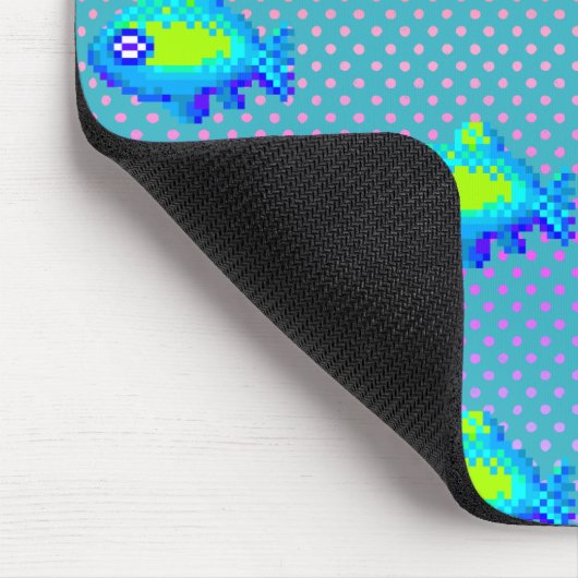 Niedlich 8 Bit Pixel Art Blue Green Fishing Geeky  Mousepad (Ecke)