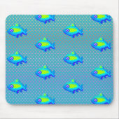 Niedlich 8 Bit Pixel Art Blue Green Fishing Geeky  Mousepad (Vorne)