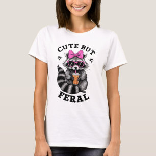 Niedlich aber Feral Funny Funny Colorful Racoon Wi T-Shirt