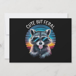 Niedlich aber Feral Funny Raccoon Einladung