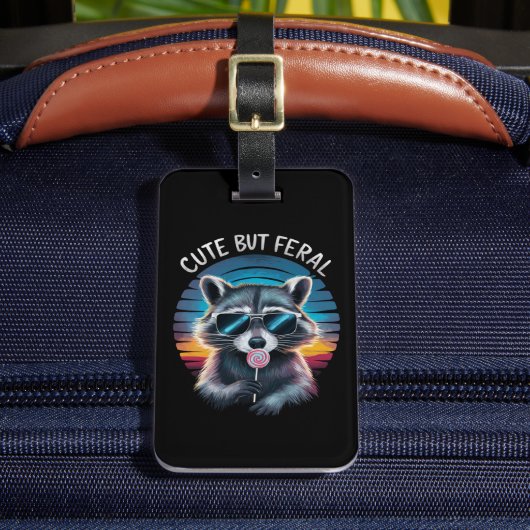 Niedlich aber Feral Funny Raccoon Gepäckanhänger (Vorderseite Insitu 2)