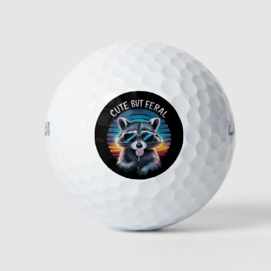 Niedlich aber Feral Funny Raccoon Golfball (Vorderseite)