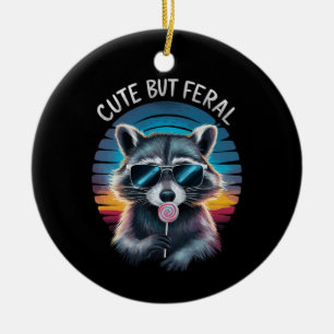 Niedlich aber Feral Funny Raccoon Keramik Ornament