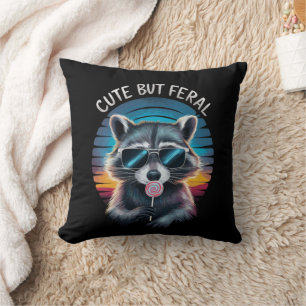 Niedlich aber Feral Funny Raccoon Kissen