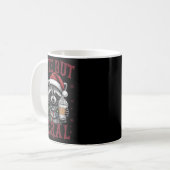 Niedlich aber Feral Funny Raccoon Weihnachtsmatte Kaffeetasse (Vorderseite Links)