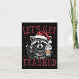 Niedlich aber Feral Funny Raccoon Weihnachtsmatte Karte