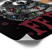 Niedlich aber Feral Funny Raccoon Weihnachtsmatte Poster (Ecke)