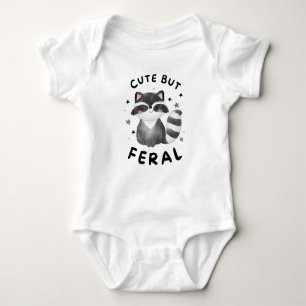 Niedlich aber Feral, Meme Funny Raccoon Baby Strampler