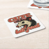 Niedlich aber Feral Possum: Vintager sarkastischer Rechteckiger Pappuntersetzer (angewinkelt)