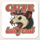 Niedlich aber Feral Possum: Vintager sarkastischer Rechteckiger Pappuntersetzer (Vorderseite)