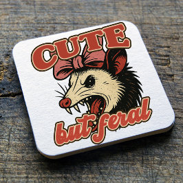 Niedlich aber Feral Possum: Vintager sarkastischer Rechteckiger Pappuntersetzer