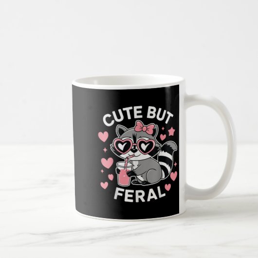 Niedlich, aber Feral Racoon Nk Gles Kindermädchen Kaffeetasse (Rechts)