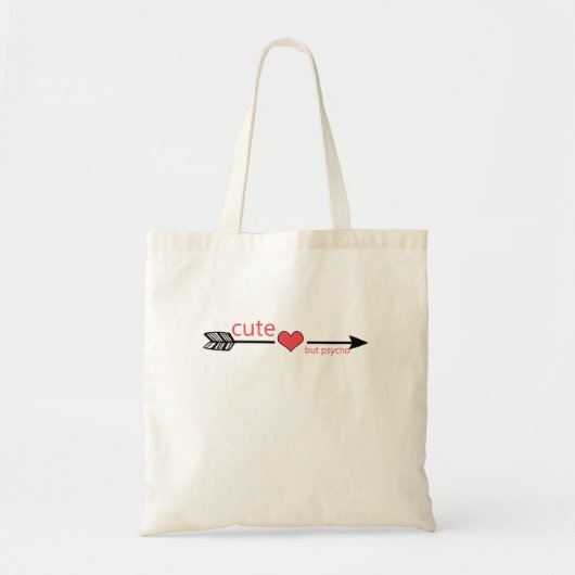 Niedlich, aber Psycho Black Arrow Red Heart Tragetasche (Vorne)
