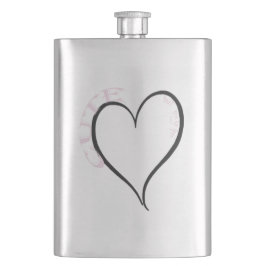 Niedlich, aber Psycho Black Heart Pink Schriftart Flachmann