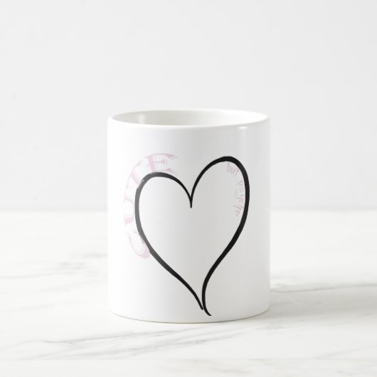 Niedlich, aber Psycho Black Heart Pink Schriftart Kaffeetasse (Mittel)