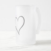 Niedlich, aber Psycho Black Heart Pink Schriftart Mattglas Bierglas (VorderseiteRechts)