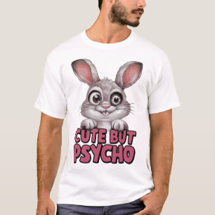 Niedlich Aber Psycho - Funny Crazy Bunny T-Shirt