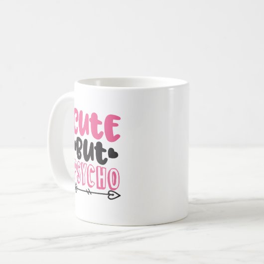 Niedlich aber Psycho Kaffeetasse (Vorderseite Links)