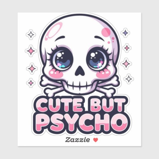 Niedlich aber Psycho - Kawaii Schädelsticker Aufkleber (Blatt)