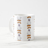 Niedlich, aber Spooky Halloween Ghost Holing a Pum Kaffeetasse (Vorderseite Links)