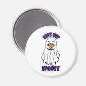 Niedlich, aber Spooky Halloween Ghost Holing a Pum Magnet (Vorderseite/Rückseite)