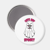 Niedlich, aber Spooky Halloween Ghost Holing a Pum Magnet (Vorderseite/Rückseite)