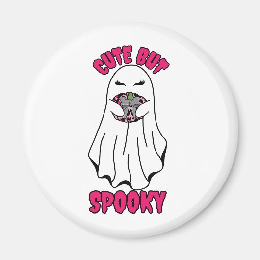 Niedlich, aber Spooky Halloween Ghost Holing a Pum Magnet (Vorne)