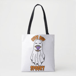 Niedlich, aber Spooky Halloween Ghost Holing a Pum Tasche