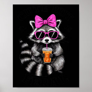 Niedlich, aber wild lustiger bunter Waschbär mit S Poster