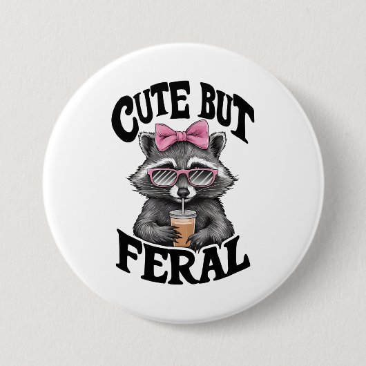 Niedlich aber Wild Racoon mit Sonnenbrille Racoon Button (Vorderseite)