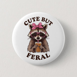 Niedlich, aber wilde, lustige Racoon mit Gles Klei Button