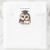 Niedlich Abschluss Bird Dieses Buch gehört Buchzei Runder Aufkleber (Tasche)