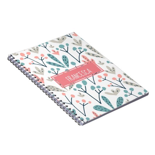 Niedlich Abstrakt rosa Blau Abstrakte Blume Monogr Notizblock (Rechte Seite)