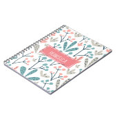 Niedlich Abstrakt rosa Blau Abstrakte Blume Monogr Notizblock (Linke Seite)