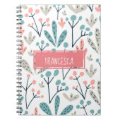 Niedlich Abstrakt rosa Blau Abstrakte Blume Monogr Notizblock (Vorderseite)