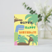 Niedlich Abstrakte Jurrasic Dino Dinosaurier Kinde Postkarte (Stehend Vorderseite)