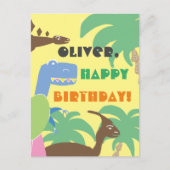 Niedlich Abstrakte Jurrasic Dino Dinosaurier Kinde Postkarte (Vorderseite)