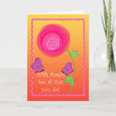 Niedlich Admin Pro Blume Schmetterlinge Rosa Orang Dankeskarte (Vorderseite)