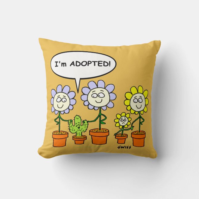 Niedlich Adoptiert Cactus Cartoon Wüste Gold Hinte Kissen (Vorderseite)